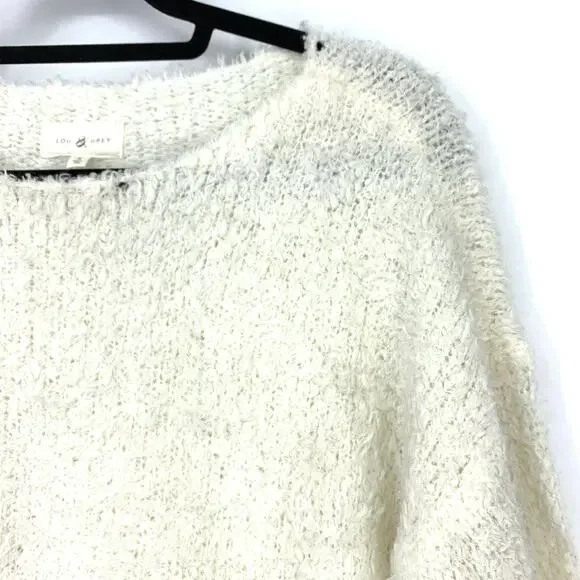 LOU & GREY Sweater Women's Size S Crewneck Pullover Fuzzy Long Sleeve Cream - Picture 3 of 6